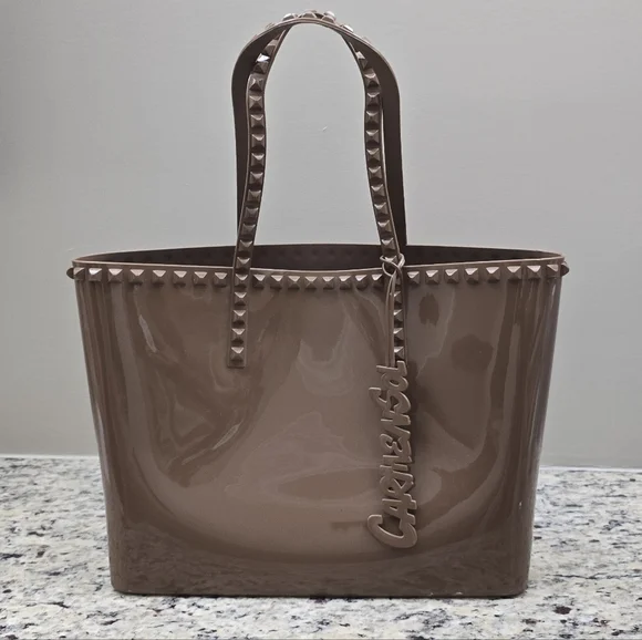 Carmen Sol Angelica Large Brown Tote Jelly Studded PVC Tote Bag. - Picture 1 of 16